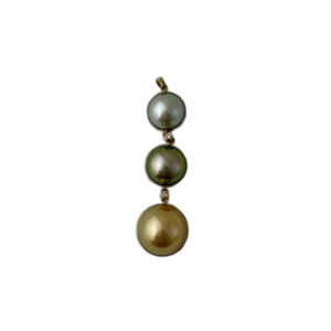 One-of-a-Kind Solid 18K Gold Gradient Tahitian Pearl Drop Pendant with Zirconia